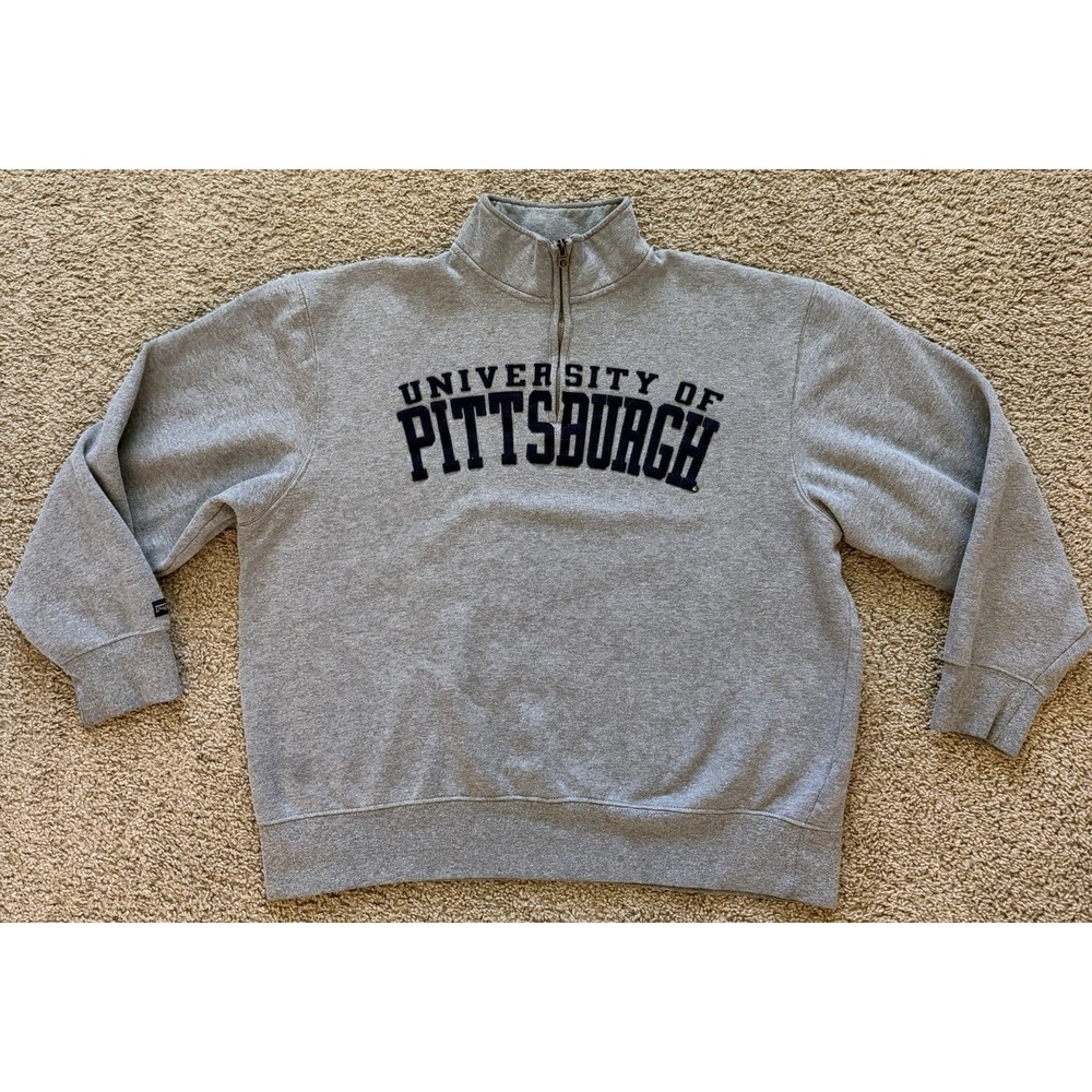 Vintage Jansport 1/4 Zip Sweatshirt Womens Size XL Gray University of Pittsburgh